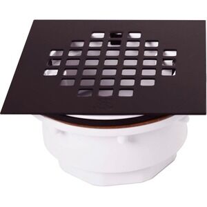 Westbrass 2" Sch 40 PVC Shower Drains with 4-1/4" Square Cover, Oil Rubbed Bronz